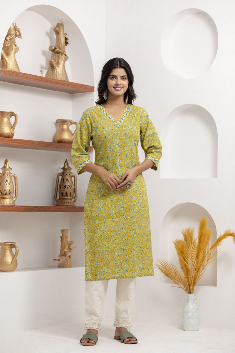 Meadow Twist Kurti — Yellow Meadow Twist Kurti — Yellow