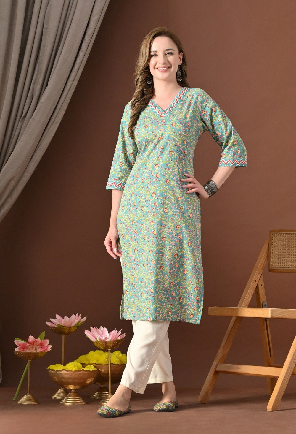 Meadow Twist Kurti — Mint Green