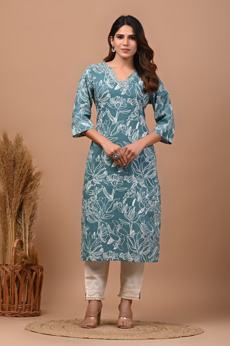 Lotus Breeze Kurti — Teal Blue Lotus Breeze Kurti — Teal Blue